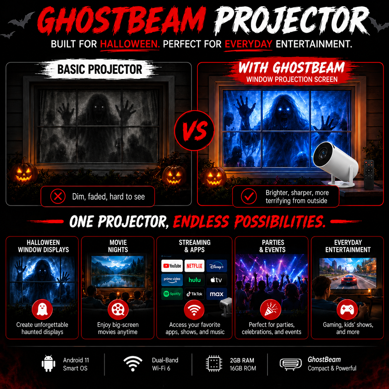 GhostBeam™ Halloween Window Projector
