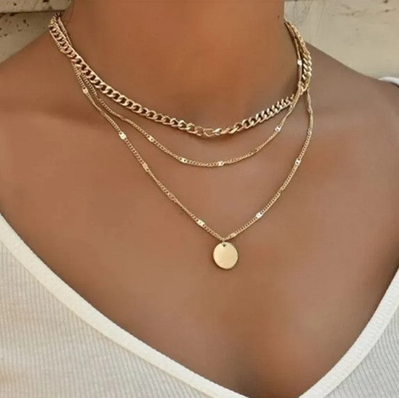 Trendy Women’s Zircon Pendant Layered Necklace