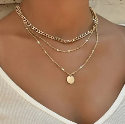 Trendy Women’s Zircon Pendant Layered Necklace